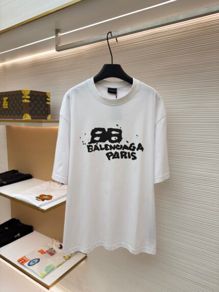 Balenciaga Classic Crewneck Short-Sleeve T-Shirt with Direct-to-Garment Digital Print