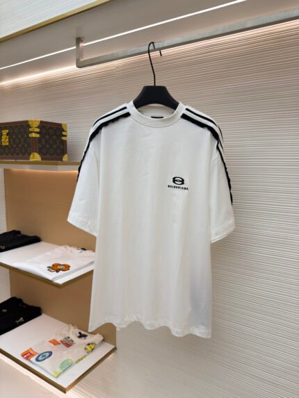 Balenciaga Unity Sports Icon Striped Embroidered T-Shirt
