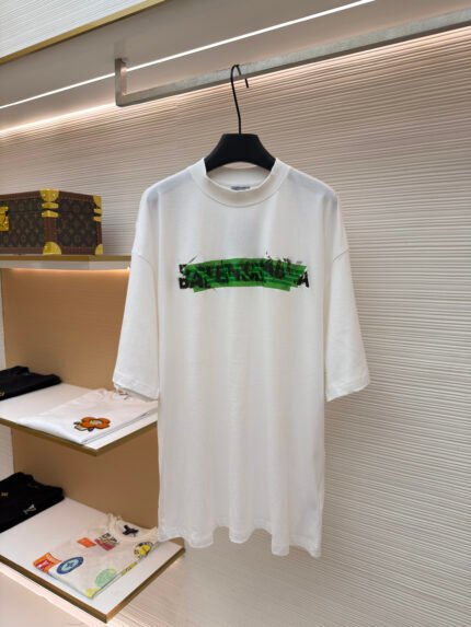 Balenciaga Distorted Letter Tape Direct-Print Short-Sleeve T-Shirt