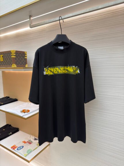 Balenciaga Distorted Letter Tape Direct-Print Short-Sleeve T-Shirt