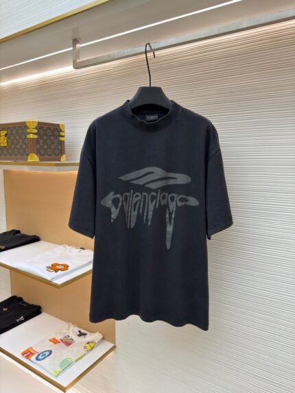 Balenciaga Cotton Short-Sleeve T-Shirt with Melting Rubber Print
