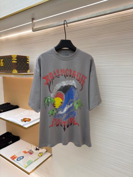 Balenciaga Summer Waves Cracked-Effect Printed T-Shirt
