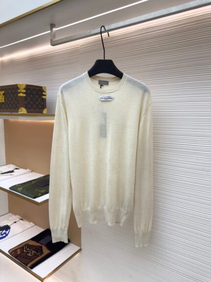 Dior Crewneck Long-Sleeve Knit with Small Label
