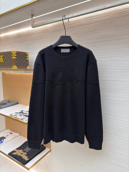 Dior Machine-Embroidered Logo Knit Sweater