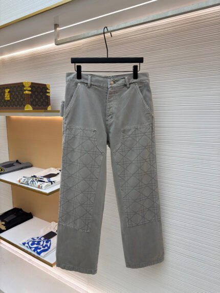 Dior Cotton Twill Jeans with Cannage Embroidery