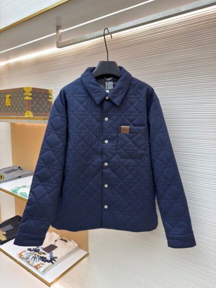 Dior Cannage-Embossed Leather Patch-Collar Jacket