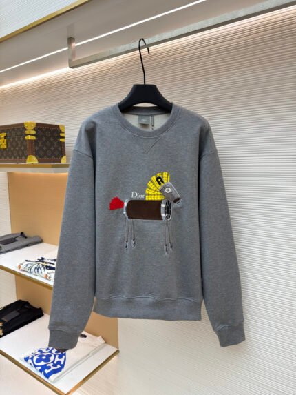 Dior Crewneck Sweatshirt with Thread and Spur Embroidery