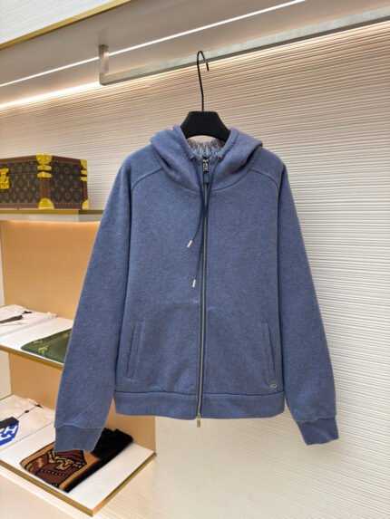 Dior Monogram Wool & Cashmere Hooded High-Neck Cardigan