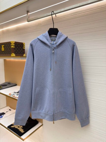 Dior Reversible Monogram Wool & Cashmere Hooded Cardigan