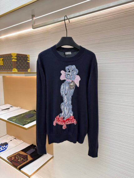 DIOR Patterned Jacquard Crewneck Long-Sleeve Cashmere Sweater