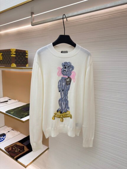 DIOR Patterned Jacquard Crewneck Long-Sleeve Cashmere Sweater