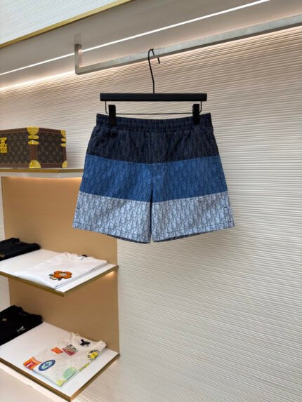 Dior Technical Fabric Beach Shorts with All-Over Oblique Print and Side Pockets