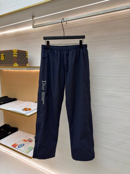 Dior Embroidered Casual Sweatpants with Side Zippers