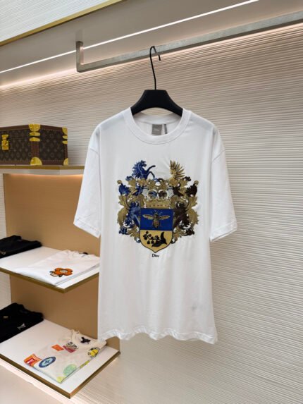 Dior Totem Emblem Crew-Neck Short-Sleeve T-Shirt