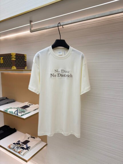 Dior "Declaration" Embroidered Crewneck Short-Sleeve Top