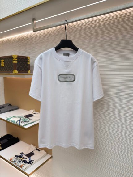 DIOR Water-Soluble Embroidery Logo Short-Sleeve Top