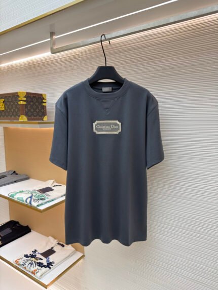 DIOR Water-Soluble Embroidery Logo Short-Sleeve Top