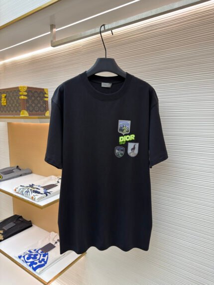 Dior Mountain Multicolor Patch Short-Sleeve Shirt