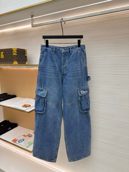 Dior Embroidered Pocket Cargo Jeans