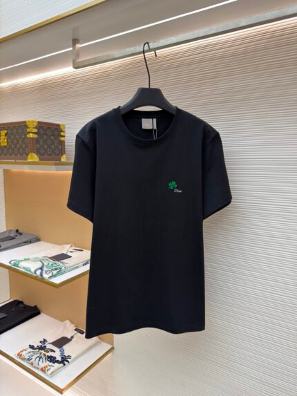 Dior Four-Leaf Clover Crewneck Short-Sleeve Top