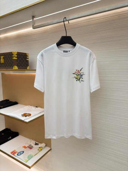 Dior Floral Print and Embroidery T-Shirt