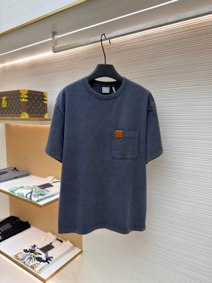 Dior Leather Logo Crewneck Short-Sleeve T-Shirt