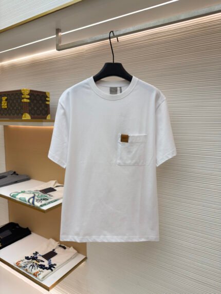 Dior Leather Logo Crewneck Short-Sleeve T-Shirt