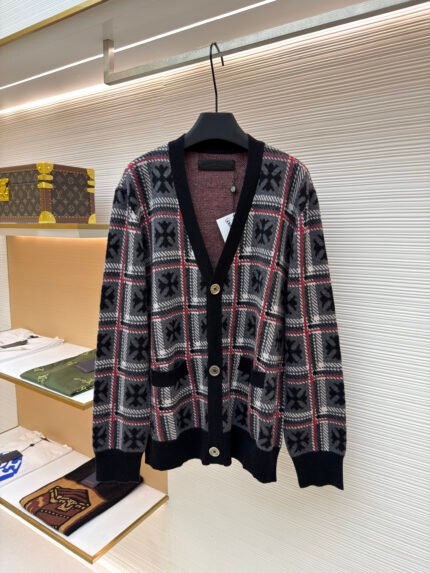 Chrome Hearts Cross Jacquard Cashmere Knit Cardigan