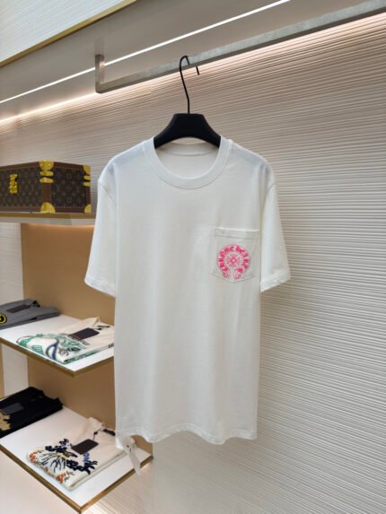 Chrome Hearts Fluorescent Pink Horseshoe Print Short-Sleeve T-Shirt