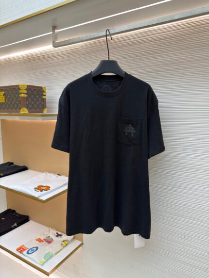 Chrome Hearts Slub Cotton & Leather-Panel Short-Sleeve Shirt