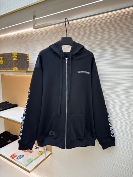 Chrome Hearts Classic Scroll Print Zip-Up Hoodie