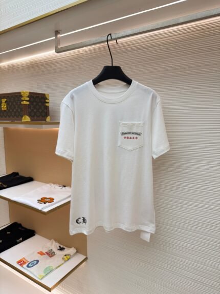 Chrome Hearts Short-Sleeve T-Shirt with Distressed American Flag Back Print