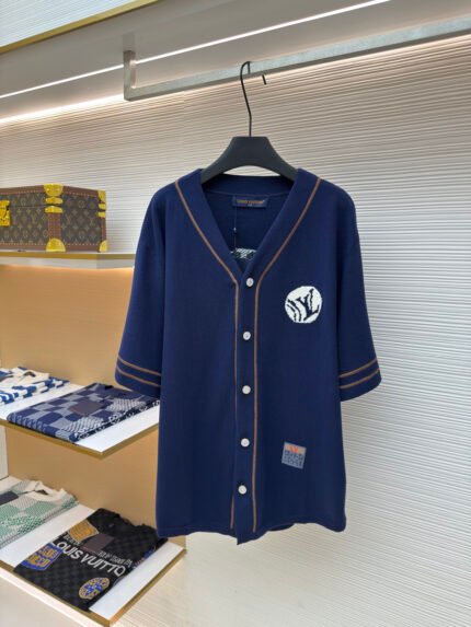Louis Vuitton Knitted Short-Sleeve Baseball Shirt