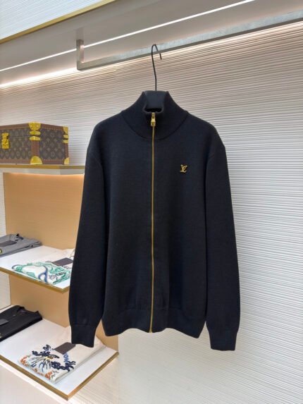 Louis Vuitton Letter Logo Knitted Stand-Collar Sweatshirt Jacket