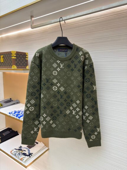 Louis Vuitton All-Over Jacquard Crewneck Knit Sweater