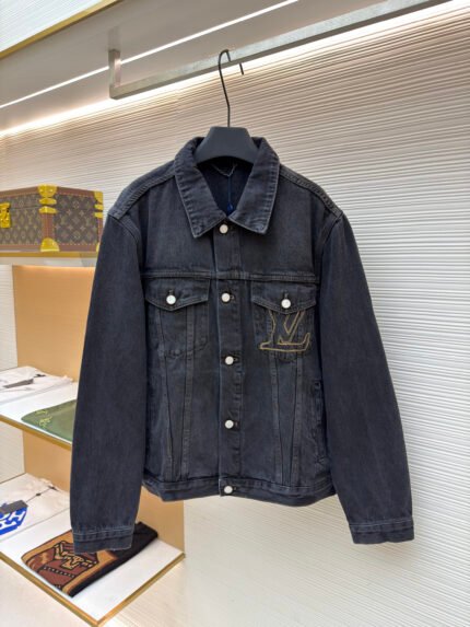 LOUIS VUITTON Sand-Washed Embroidered Denim Jacket