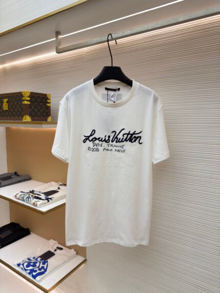 Louis Vuitton Short-Sleeve Top with Signature Print and Embroidery