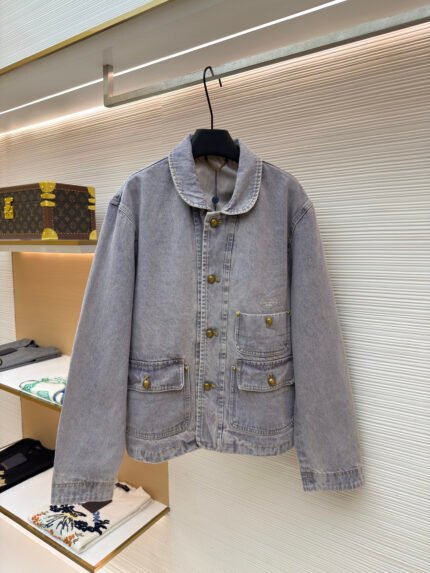 Louis Vuitton Faded Denim Jacket with Lettering