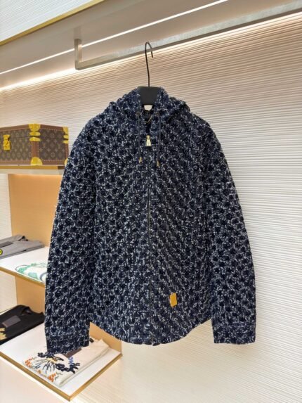 Louis Vuitton Velour Monogram Hooded Denim Jacket