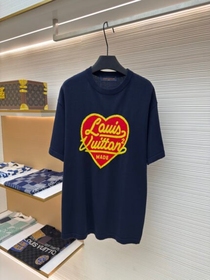 Louis Vuitton Jacquard Heart-Pattern Short-Sleeve Top