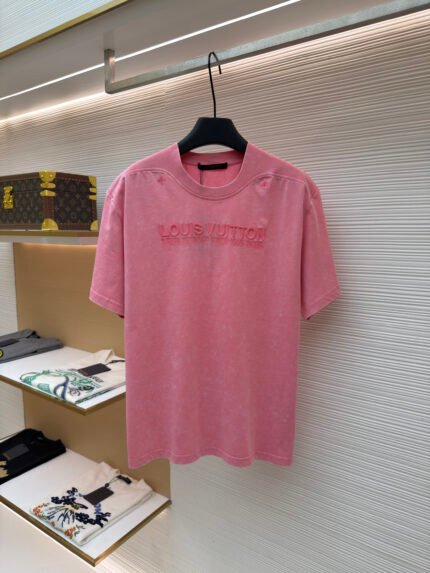 LOUIS VUITTON Washed-Effect Crewneck Short-Sleeve T-Shirt with Embroidery