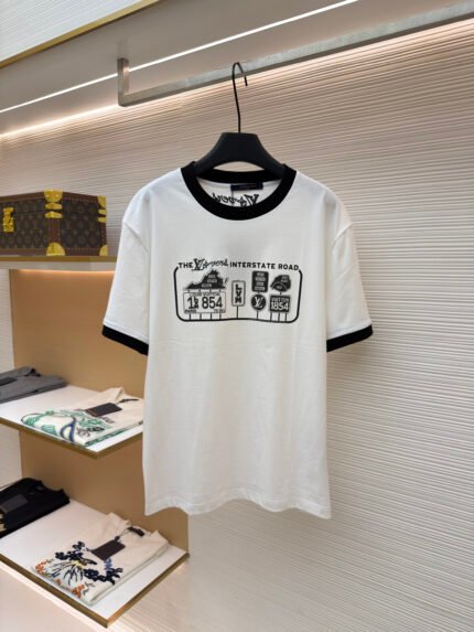 Louis Vuitton Color-block T-shirt with Diamond Embellishments