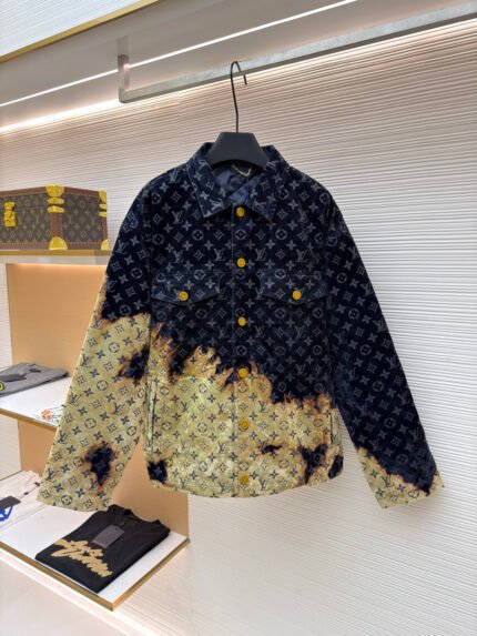 Louis Vuitton "Fiery Clouds & Bonfire" Flocked Denim Jacket