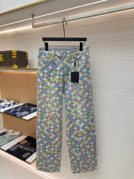 Louis Vuitton Colorful Plaid Jeans