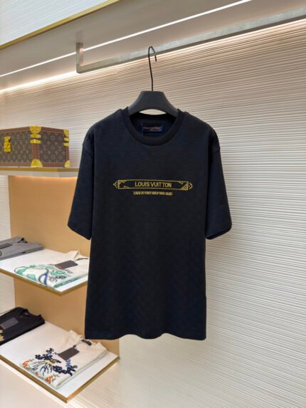 Louis Vuitton Gold-Framed Embroidered Crewneck Short-Sleeve Top