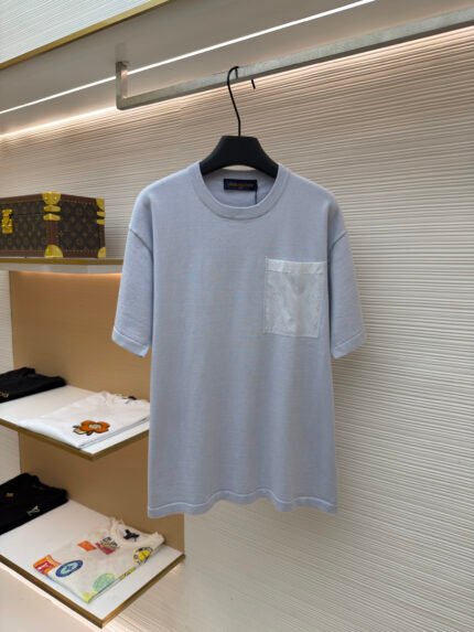 Louis Vuitton Solid-Color Nylon-Panel Short-Sleeve Top