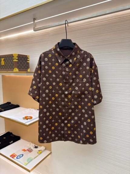 Louis Vuitton Letter-Print Silk Shirt