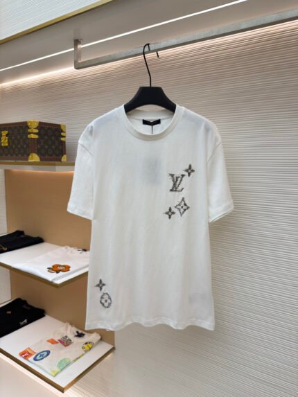 Louis Vuitton Crew-Neck Short-Sleeve T-Shirt with Zigzag Embroidery