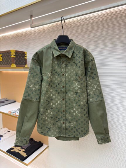 LOUIS VUITTON All-Over Print Lapel Workwear-Style Shirt Jacket