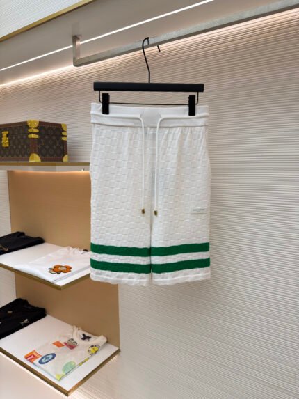 Louis Vuitton Letter Badge-Trimmed Damier Jacquard Knit Shorts